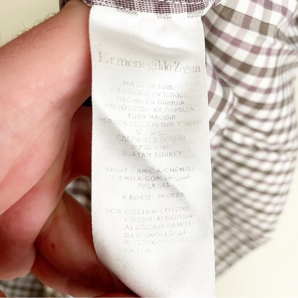 Ermenegildo Zenga Lightweight Cotton Check Button Down Shirt Neck 15.5 - Picture 9 of 10